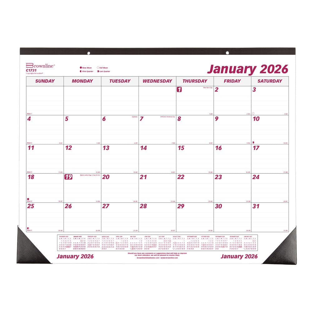 Locker.Ink | Transform Your Workspace with These Essential Desk Calendars Brownline 2026 Desk Pad Calendar