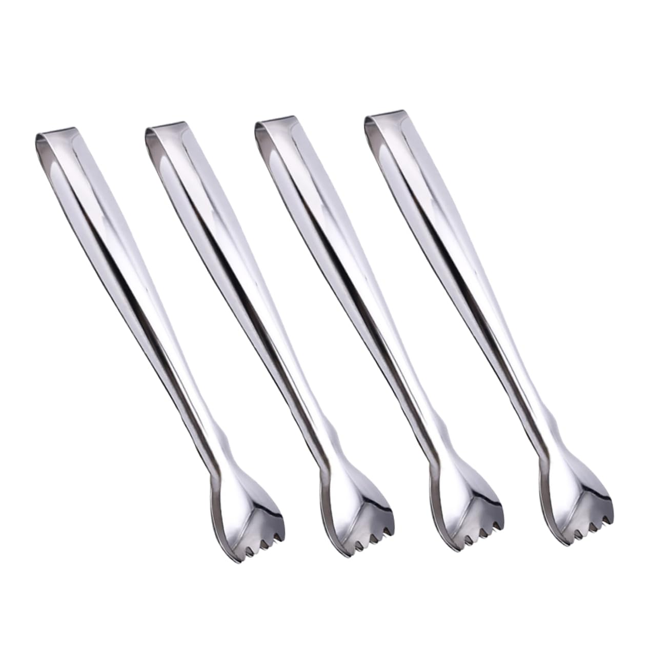 OFFSCH 4Pcs Stainless Steel Ice Tongs Versatile Serving Clips for Food Sugar and Ice Cubes for Kitchen Restaurant and Buffet Use