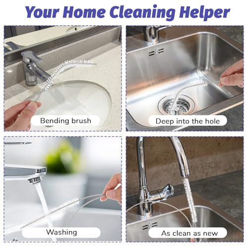 Rohrreinigungsspirale 2 Stück, 100 cm Abflussreiniger Spirale Lang, Rohrreiniger Strohhalm-Reinigungsbürste, Weiß Rohrreinigungsbürste für Strohhalme, Ernährungsschläuche, Leitungen und Pumpen