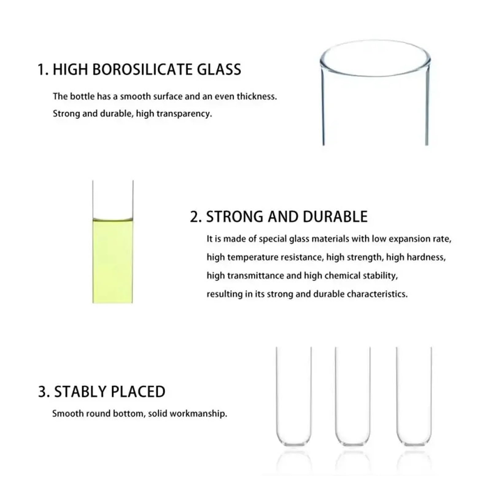 MENGKE 10P Glass Test Tube Borosilicate Clear Glass Test Tube Vase For Scientific Experiment Parties, Office Desktop Flower Decoration(30mmx200mm)