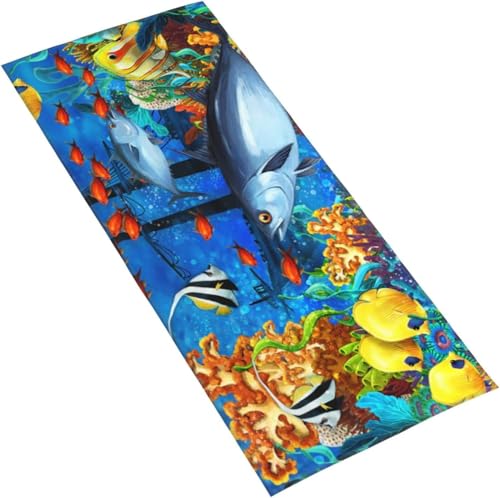 フェイスタオル 水中の世界 マイクロファイバー タオル 柔らか 肌に優しい 肌触りが良い ふわふわ 髪に優しい 通気 かわいい 抗菌防臭加工 瞬間吸水 速乾 耐久性 薄手 毛羽落ち少ない 業務用タオル