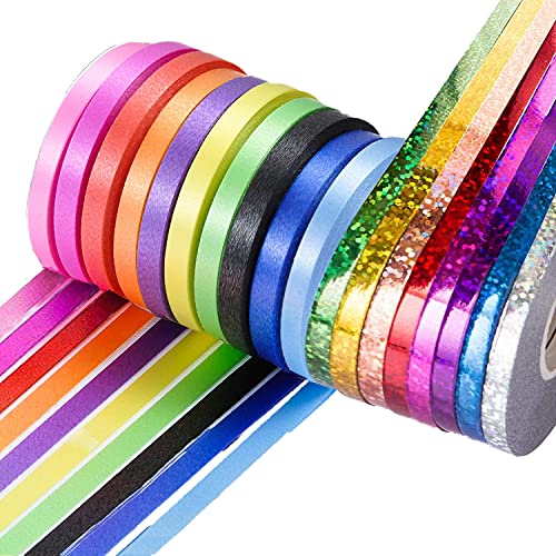 AMIGOGO Lot de 36 rouleaux de ruban à boucler - 18 couleurs - Cadeau coloré - Pour anniversaire, mariage, Noël - Décoration de fête (5 mm)