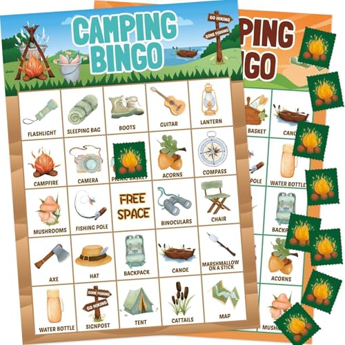 Fancy Land Camping Bingo Game for Kids 24 Players Outdoor