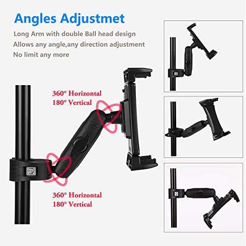 Treadmill Tablet Ipad Holder Bike Handlebar Mount Clamp For Stationary Bicycle Elliptical Spin Bike Peloton Stroller For 4-13" Devices, Ipad Pro 12.9, Air, Mini, Galaxy Tabs, Iphone #TOP3