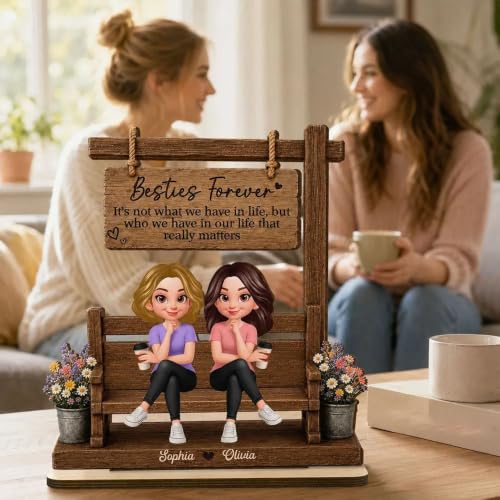 Personalized Besties Forever It's Not What We Have In Life 2-Layered Wooden Plaque, Gift for Best Friend, Besties, Sisters on Birthday Christmas - Image 5