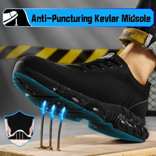 Steel Toe Shoes for Men Lightweight Work Shoes Safety Shoes Air Cushioned Steel Toe Sneakers Indestructible Steel Tennis Toe Shoes Construction Industrial Work Safety Sneakers3