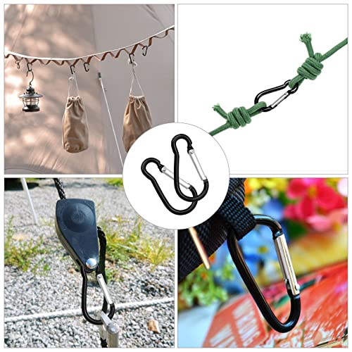 30 Stück Tarp Clips Set, 10 Heavy Duty Tarp Clips mit 10 Zelt Bungees Schnüre und 10 Karabiner Clips für Camping Zelte Abdeckung, schwarz – Bild 6
