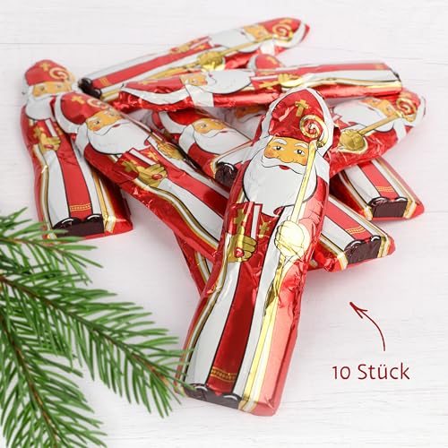 Riegelein Schoko-Nikolaus aus Vollmilch-Schokolade, 125g - Nostalgische Weihnachtsmann in Dose - 10 Stück á 12,5g - Ideal für Adventskalender, Nikolaus Stiefel & Weihnachtsteller