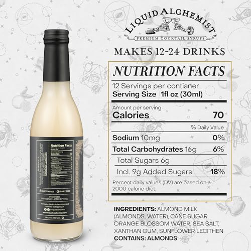 Image of Liquid Alchemist Orgeat Syrup for Cocktails - Real Ingredients Make Our Almond Syrup the Perfect Mai Tai Mix - Non-GMO, Gluten Free & Vegan (12.7 oz)