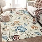 ROYHOME 5x7 Machine Washable Area Rugs Non-Slip Farmhouse Flower Area Rug Vintage Floral Throw Carpe