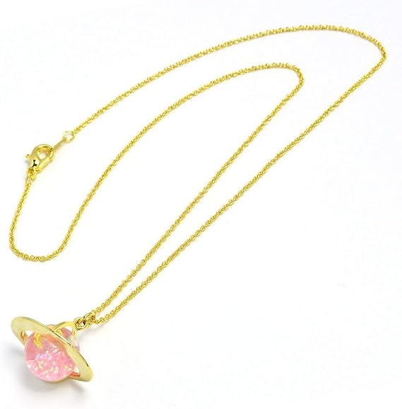 Amazon Co Jp Paris Kid S ネックレス 土星 プラネット 宇宙 惑星 月 三日月 ムーン レジン ラインストーン ゴールド シルバー ゴールドピンク ジュエリー