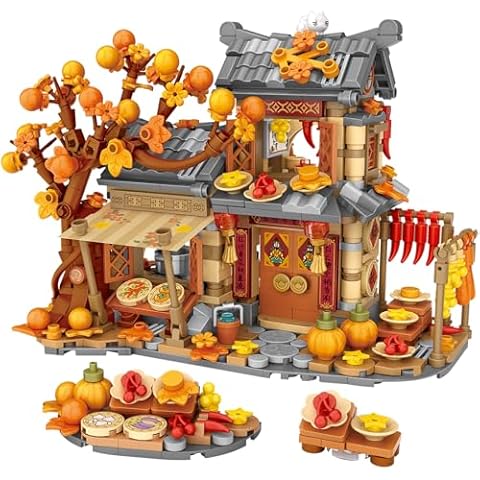 MEIEST Autumn House Building Blocks Set,Chinese Style Particle Construction Building Bricks Toy,Harvest Season Home Decoration Cover