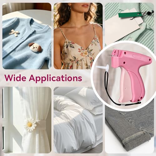 Image of AISOSO Handheld Tagging Gun for Clothes, with 3000 Fasteners, Deep Pink | Includes 0.5mm Needle Quick Clothing Fixer, 1500pcs Each in Black & White, for Securing Cuffs, Collars, Tags