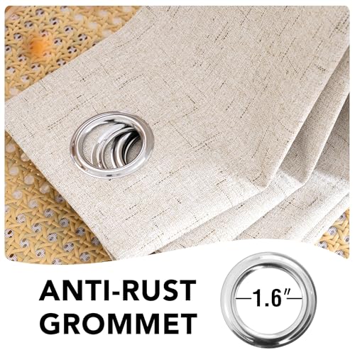 Image of H.VERSAILTEX Blackout Curtains Linen Curtains 120 inches Long 100% Black Out Curtains for Bedroom Windows, Textured Linen Look Draperies Grommet with White Liner, 2 Panels, Natural