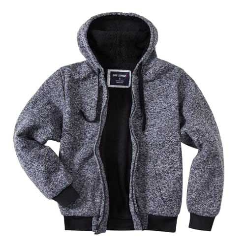 Image of LeeHanTon Sherpa Lined Hoodies for Men Heavyweight Full Zip Up Sweatshirt Thick Fleece Winter Warm Work Jackets Plus Size