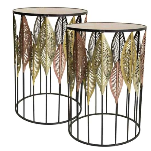 WANDERLUST DECO Set 2 mesas auxiliares de Metal Doradas