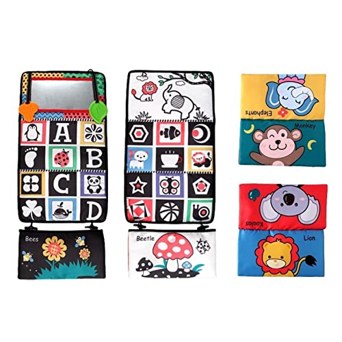 Livro de pano de espelho,Livros em preto e branco para bebês - Brinquedos para espelhos de piso Tumm