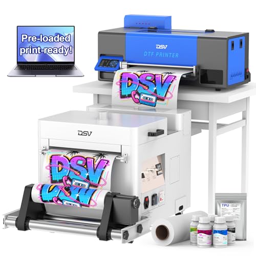 DSV A3 Pro XP600 DTF Printer, 2X Speed Compared to L1800/L805 DTF Printer Machine, 4.5" LED Foldable Touch Screen, White Ink Circulation & Auto-Cleaning, Dual Alarm
