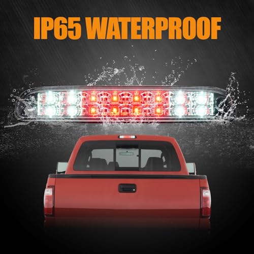 Image of Third 3rd Brake Light LED for 1999-2016 Ford F250 F350 F450 F550 Super Duty, High Mount Rear Brake Lights Assembly for 99-16 F-250-F-550, 1993-2011 Ford Ranger Cab Cargo Stop Light (Chrome)