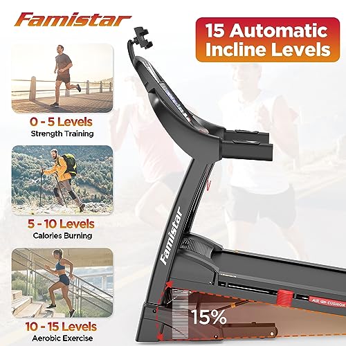 Image of 4.75HP Folding Treadmill w /h 300lb Capacity, Treadmill for Home, 15% Auto Incline, APP Connectivity
