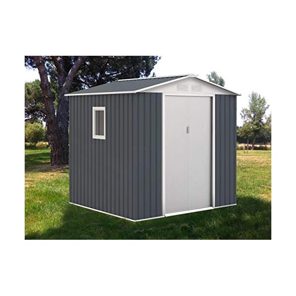 GARDIUN KIS12132 - Metallhaus, Darlington, 4,07 m², außen, 191 x 213 x 205 cm, verzinkter Stahl, Anthrazitgrau – Bild 3