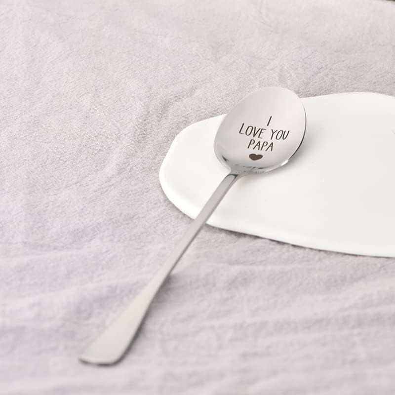Miniatura 4 de Cuchara de té grabada con texto en inglés "I Love You" Papa Grandpa Gifts for Men Dad Father's Day Birthday Gifts for Grandpa Ice Cream Coffee