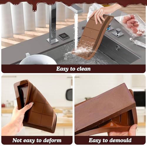 KutaKuta 3PCS Deep Chocolate Bar Moulds, 10 Cavity Reusable Deep Silicone Chocolate Bar Sweet Moulds - Image 4