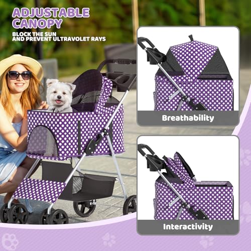 Image of Magshion 3-in-1 Foldable Pet Stroller for Small to Medium Dogs and Cats