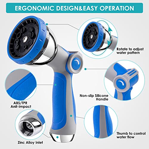 Lokimsi Garden Hose Nozzle Sprayer，Features 10 Spray Patterns, Thumb Control, On Off Valve For Easy Water Control，Best For Watering Plants,Lawn& Garden,Washing Cars,Cleaning,Showering Pets #TOP2