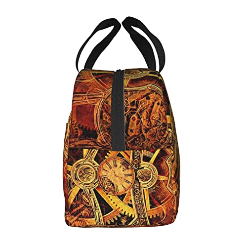 Debou Cool Steampunk Gears Insulated Lunch Bag Cooler Tote Reusable Leakproof Lunch Box Easy Clean For Work Office Picnic Beach Or Travel #TOP3