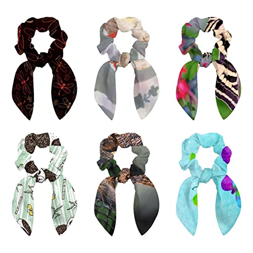 Chouchous pour cheveux à offrir coffret de 6 élastiques nœud papillon imprimé chat et papillon