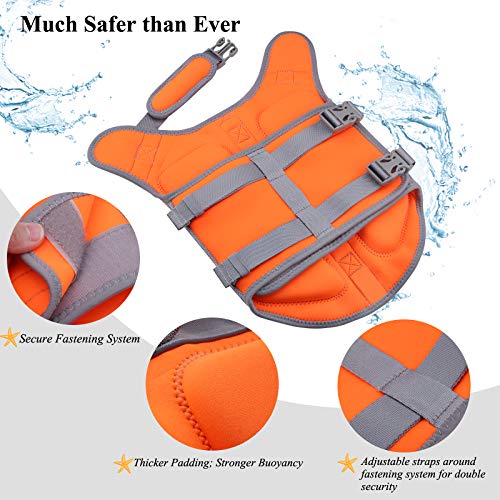 VIVAGLORY High Buoyancy Dog Life Jacket, Swim Vest with Handle, Dog Life Jacket for Swimming & Boating, Buoyancy for Doggy XS, Orange - Image 4