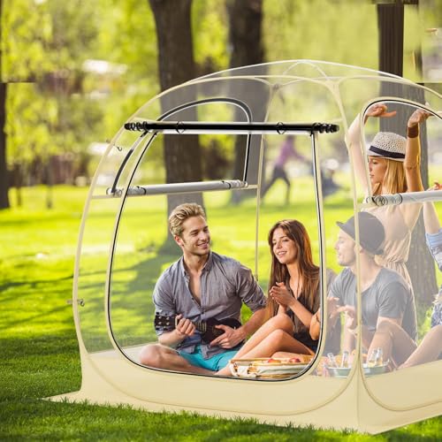 TANGZON Pop up Bubble Tent, Weatherproof Instant Sports Tent with Carrying Bag, Floor Mat, Portable Outdoor Clear Shelter for Events Fishing Camping Cheering (183 x 183 x 165 cm) - Image 7