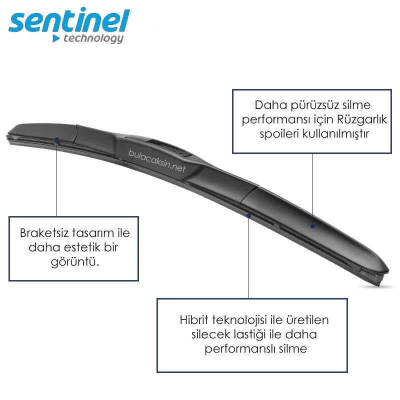 Hyundai ile uyumlu Sentinel Hibrit Silecek Takımı i30 2017-2019