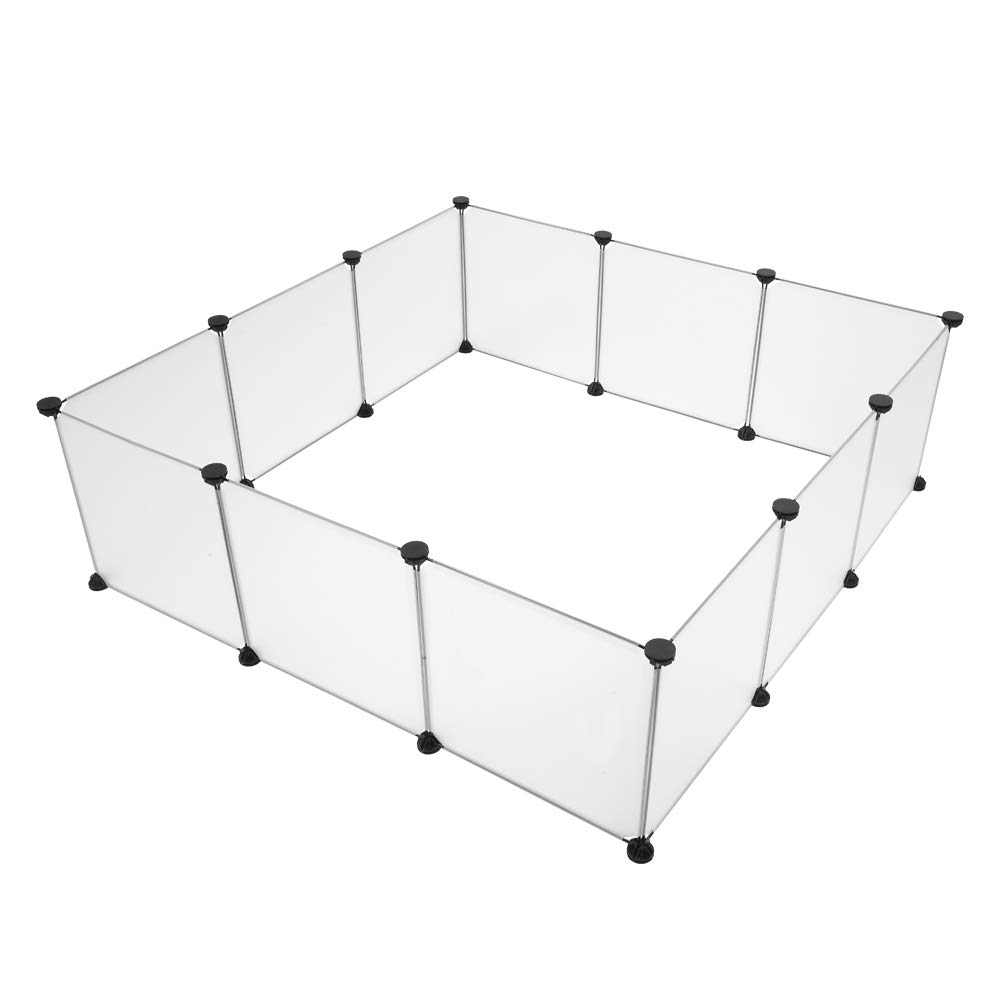 Parc Enclos, DIY Porte Petit Animal Pet Fence en Plastique, Cage, Clôture, Intérieur, Modulable, pour Cochon d’Inde, Lapin, Hérisson, Petits Animaux, 12PCS, Blanc