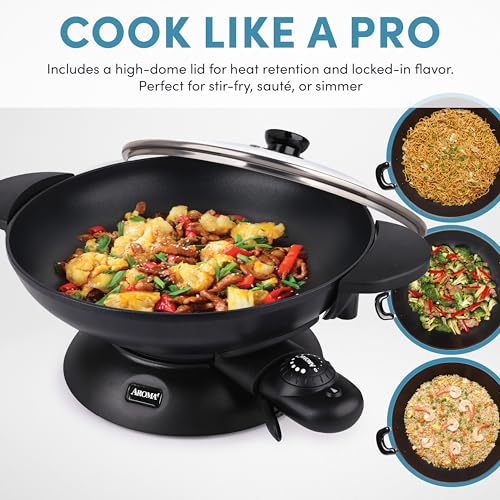 Image of Aroma Housewares AEW-307 Electric Wok, 5 Qt, Black.