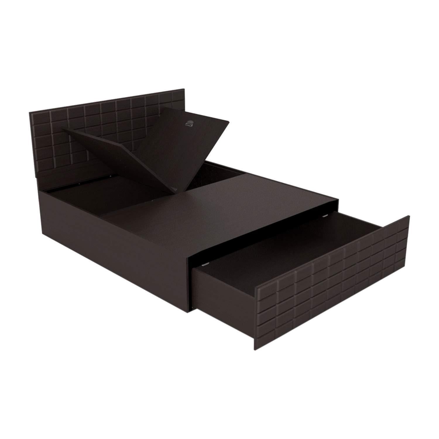 Godrej Interio King Size Bed storage and drawer open