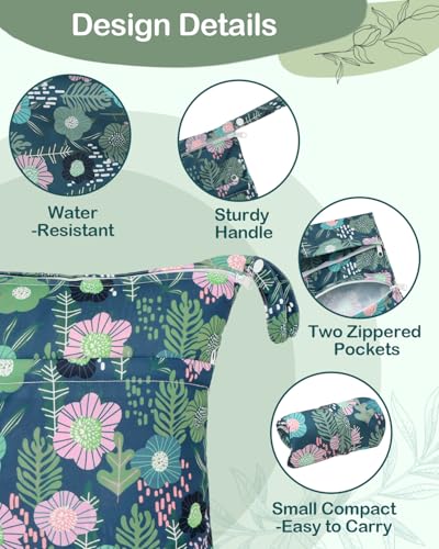 Image of babygoal Floral Wet Dry Bags 3 Pack, Waterproof Travel Bags for Swimsuits, Beach, Pool, Gym,Food Storage and Wet Clothes,3LN45-B