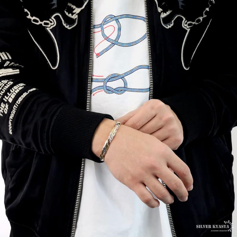 Amazon | [silver KYASYA]メンズ 磁気バングル 磁石 磁力 3カラー 三色