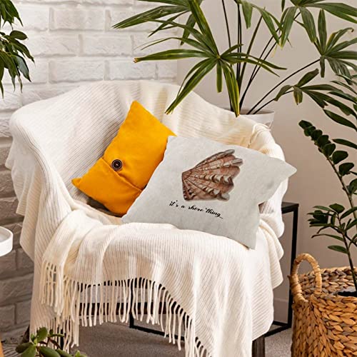 It's A Shore Thing Snail Sea Shells Pillow Cover 26X26 Inch Burlap Linen Elegant Throw Pillow Covers Nautical Beach Coastal Square Throw Cushion Case For Couch Holiday Party Tent Tent Decor #TOP5