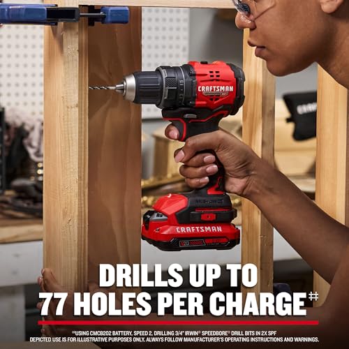 CRAFTSMAN V20 BRUSHLESS RP Compact Drill/Driver, Variable Speeed Trigger, Built In LED, Includes Battery and Charger (CMCD714D1) thumbnail 5