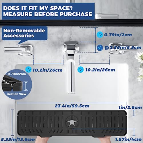 Image of 24 inch Splash Guard Plus Size Silicone Sink Faucet Drying Mat Handle Drip Catcher Tray Dish Sponge Holder Kitchen Accessories Protector Home Organization Gadgets Organizer