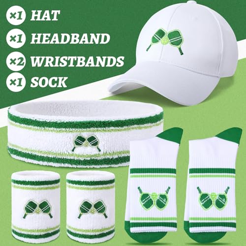 Panitay 4 Pack Funny Dink Ball Lover Gifts Dink Ball Hats Sports Wrist Head Sweatbands and Novelty Socks for Men Women2