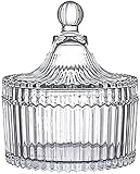 FTOF Glass Candy Storage Box Clear Sugar Dish With Lid Crystal Covered Candy Bowl Apothecary Food Bu