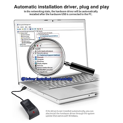 CIADAZ Leitor de impressão digital, leitor de impressão digital biométrico USB portátil Windows Hell