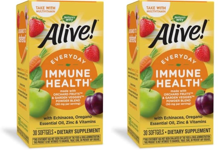 Nature’s Way Alive! Everyday Immune Health Supplement*, 30 Softgels (Pack of 2)