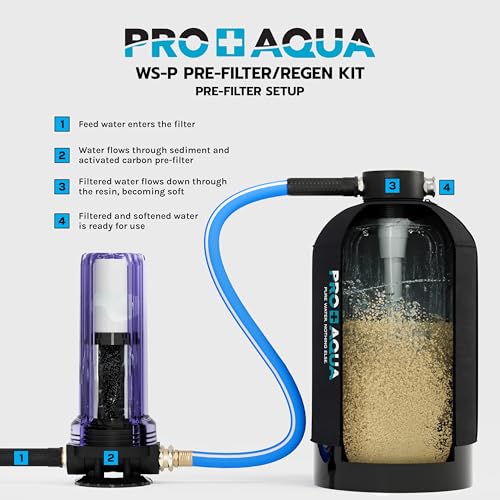 Image of PRO+AQUA 2-Stage Regeneration /Filtration Kit for Portable Water Softeners - Removes Chlorine, Bad Taste, Odors, Sediment, Bacteria - Universal Fit, Protects System, 5 Micron (WS-P-REG-KIT)