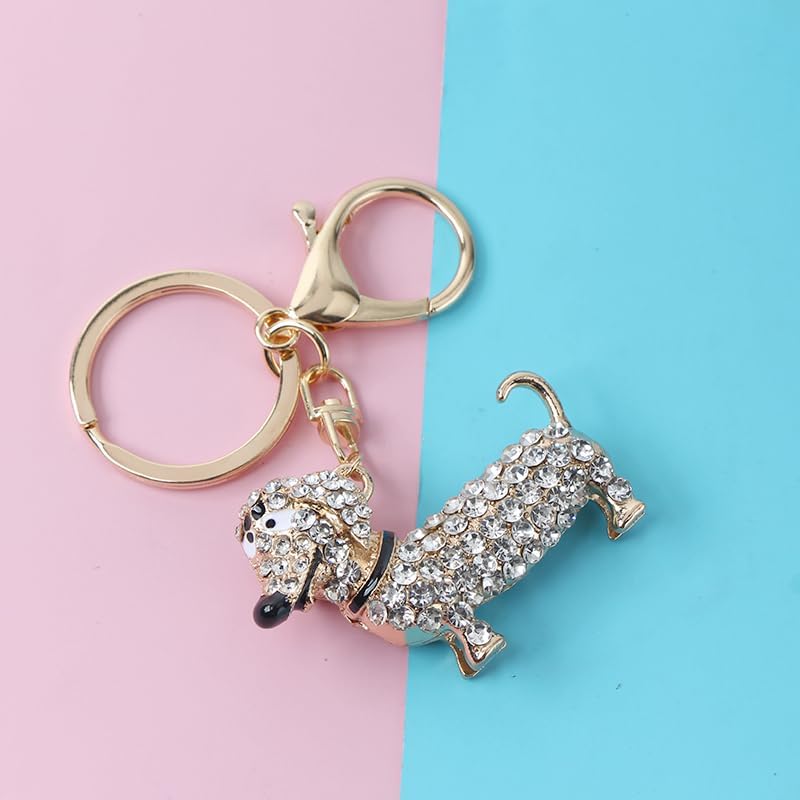 2Pcs Elegant Sparkling Dachshund Bag Charm Chic Keychain for Ladies Cute Ramadan Fashion Accessory with Lobster Clasp - Image 5
