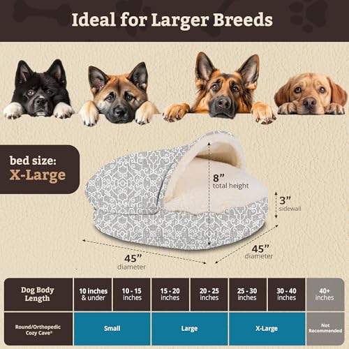 Image of Snoozer Cozy Cave Dog Bed, Round Covered Dog Bed, Ramey Gray (XL)