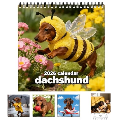 2026 Welpen-Wandkalender, 20,8 x 20,8 cm, niedlicher dicker und stabiler Papierkalender zum Organisieren, hängende Wandkalender mit Hundebildern für Hundeliebhaber